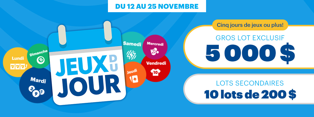Jeux du jour, promotion de Loto-Québec, lotoquebec.com